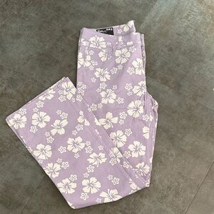 Floral print flare jeans